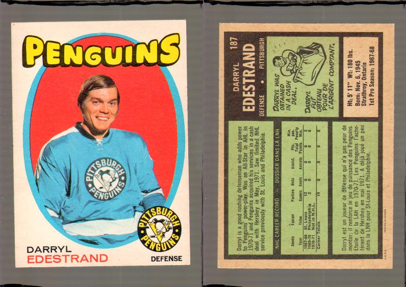 1971-72 O-PEE-CHEE HOCKEY CARD #187 D.EDESTRAND photo 1971-72 O-PEE-CHEE HOCKEY CARD #187 D.EDESTRAND photo