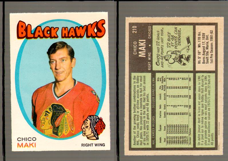 1971-72 O-PEE-CHEE HOCKEY CARD #210 C.MAKI photo 1971-72 O-PEE-CHEE HOCKEY CARD #210 C.MAKI photo