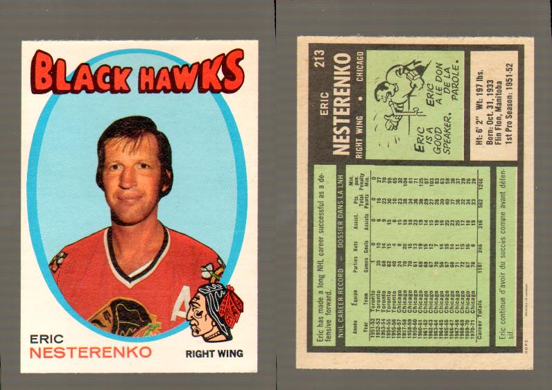 1971-72 O-PEE-CHEE HOCKEY CARD #213 E.NESTERENKO photo 1971-72 O-PEE-CHEE HOCKEY CARD #213 E.NESTERENKO photo