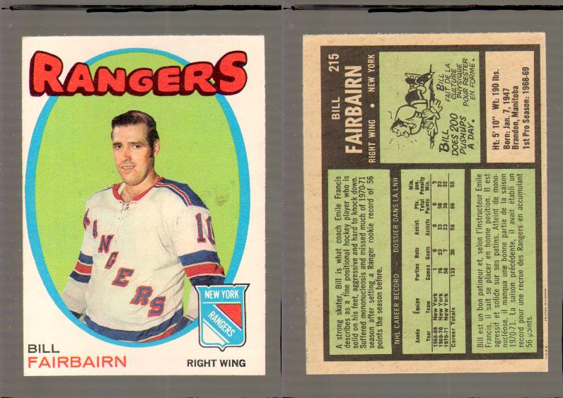 1971-72 O-PEE-CHEE HOCKEY CARD #215 B.FAIRBAIRN photo 1971-72 O-PEE-CHEE HOCKEY CARD #215 B.FAIRBAIRN photo