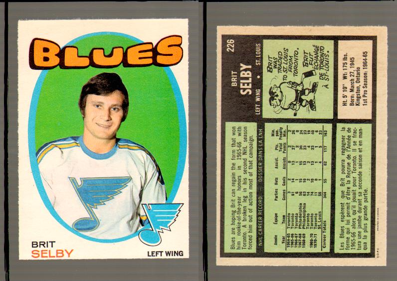 1971-72 O-PEE-CHEE HOCKEY CARD #226 B.SELBY photo 1971-72 O-PEE-CHEE HOCKEY CARD #226 B.SELBY photo