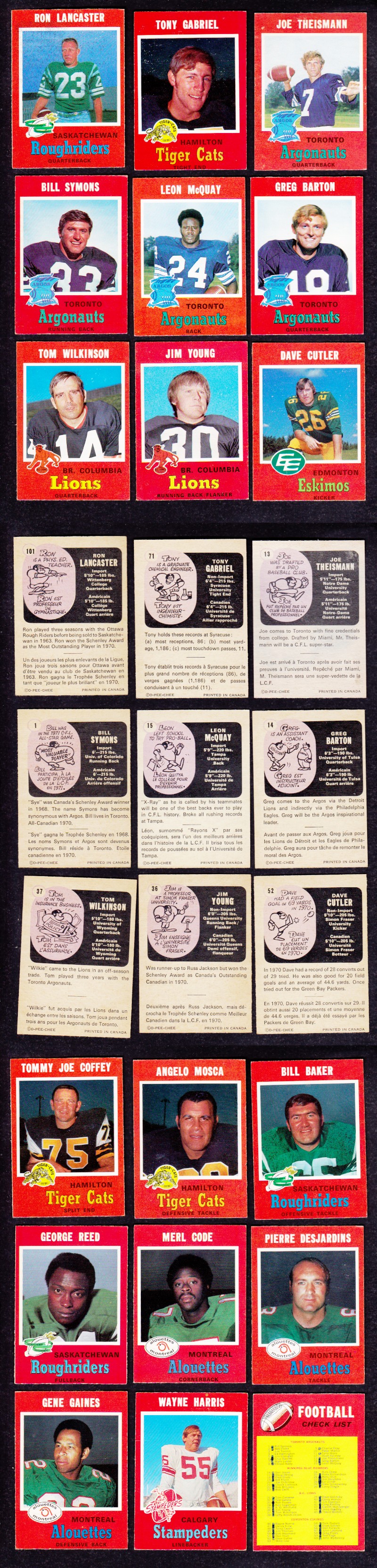 1971 CFL O-PEE-CHEE FOOTBALL CARD FULL SET 132/132 photo 1971 CFL O-PEE-CHEE FOOTBALL CARD FULL SET 132/132 photo