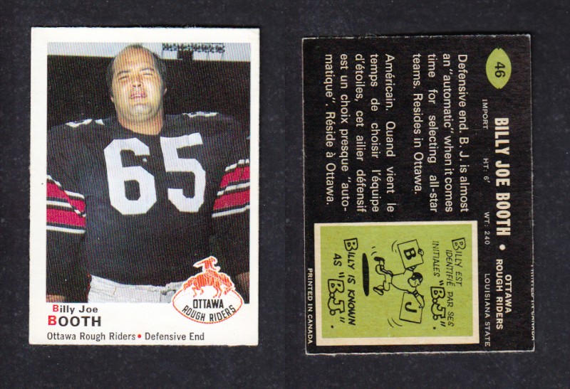 1970 CFL O-PEE-CHEE FOOTBALL CARD #46 B-J BOOTH photo 1970 CFL O-PEE-CHEE FOOTBALL CARD #46 B-J BOOTH photo