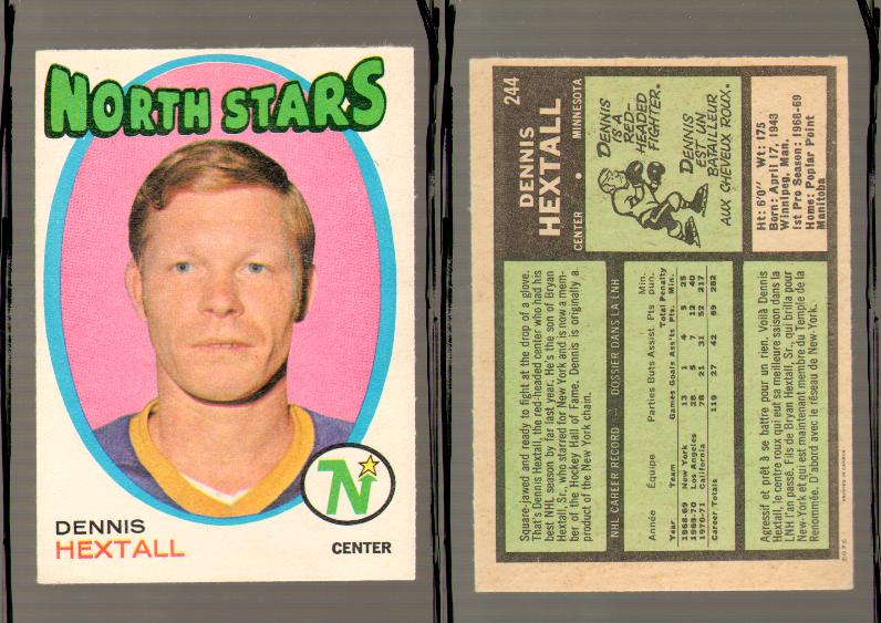 1971-72 O-PEE-CHEE HOCKEY CARD #244 D.HEXTALL photo 1971-72 O-PEE-CHEE HOCKEY CARD #244 D.HEXTALL photo