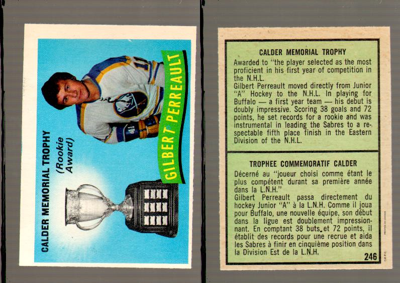 1971-72 O-PEE-CHEE HOCKEY CARD #246 G.PERREAULT CALDER TROPHY photo 1971-72 O-PEE-CHEE HOCKEY CARD #246 G.PERREAULT CALDER TROPHY photo