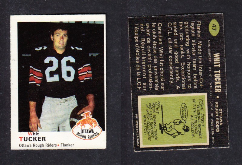 1970 CFL O-PEE-CHEE FOOTBALL CARD #47 W. TUCKER photo 1970 CFL O-PEE-CHEE FOOTBALL CARD #47 W. TUCKER photo