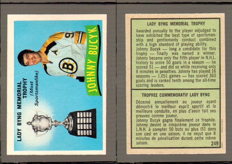 1971-72 O-PEE-CHEE HOCKEY CARD #249 J.BUCYK LADY BYNG TROPHY photo 1971-72 O-PEE-CHEE HOCKEY CARD #249 J.BUCYK LADY BYNG TROPHY photo