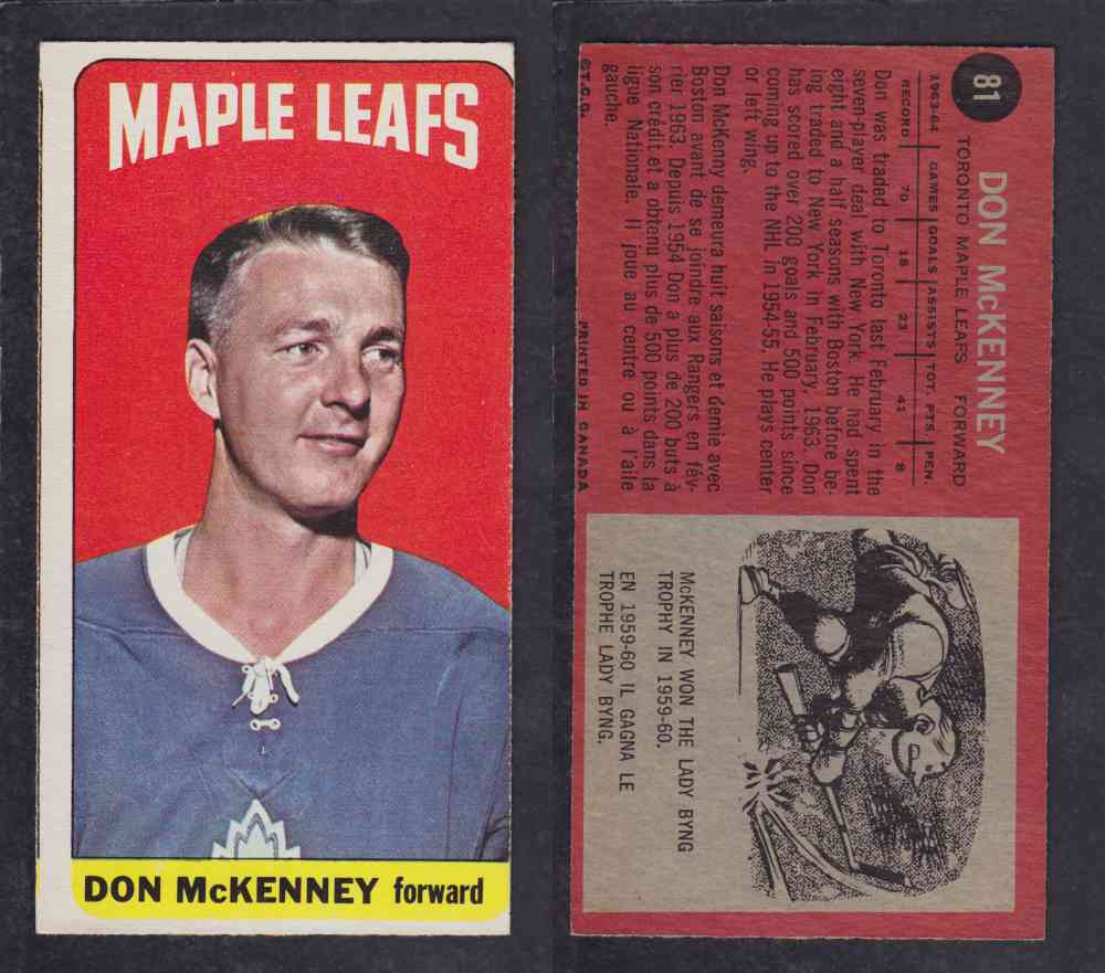 1964-65 TOPPS HOCKEY CARD #81 D. MCKENNEY photo 1964-65 TOPPS HOCKEY CARD #81 D. MCKENNEY photo