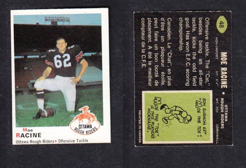 1970 CFL O-PEE-CHEE FOOTBALL CARD #48 M. RACINE photo 1970 CFL O-PEE-CHEE FOOTBALL CARD #48 M. RACINE photo