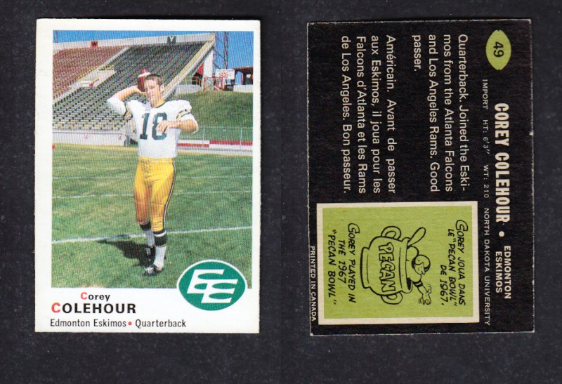 1970 CFL O-PEE-CHEE FOOTBALL CARD #49 C. COLEHOUR photo 1970 CFL O-PEE-CHEE FOOTBALL CARD #49 C. COLEHOUR photo