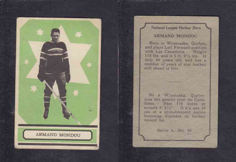 1933-34 O-PEE-CHEE HOCKEY CARD #48 A. MONDOU photo 1933-34 O-PEE-CHEE HOCKEY CARD #48 A. MONDOU photo