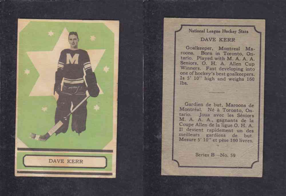 1933-34 O-PEE-CHEE HOCKEY CARD #59 D. KERR photo 1933-34 O-PEE-CHEE HOCKEY CARD #59 D. KERR photo
