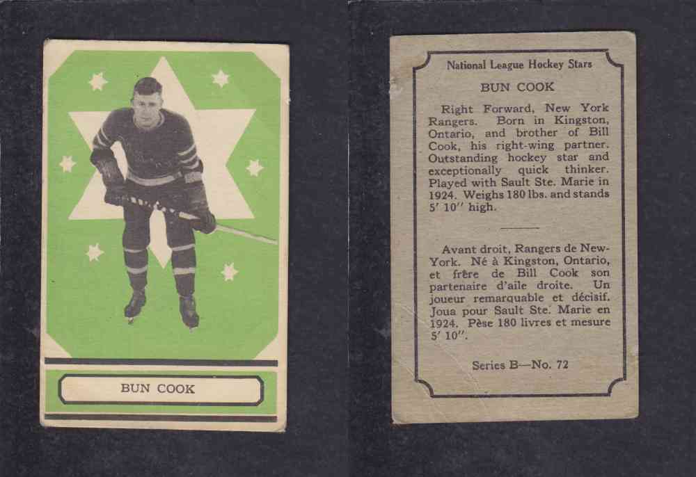 1933-34 O-PEE-CHEE HOCKEY CARD #72 B. COOK photo 1933-34 O-PEE-CHEE HOCKEY CARD #72 B. COOK photo