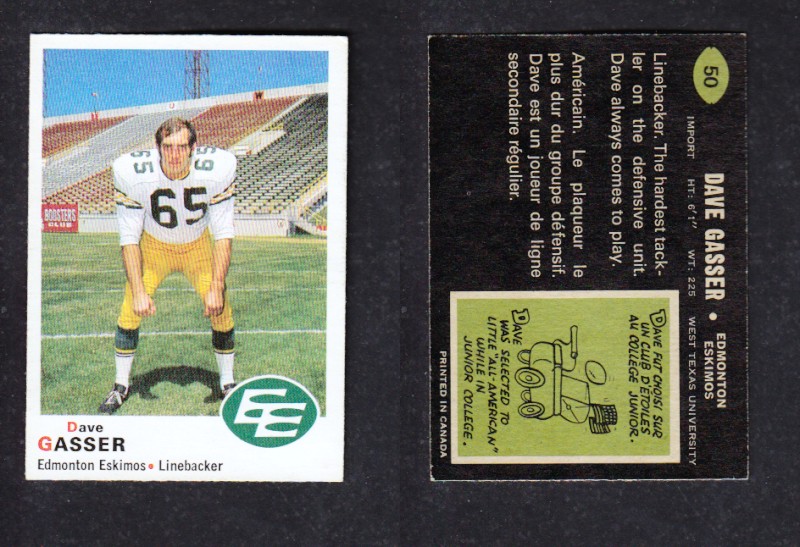 1970 CFL O-PEE-CHEE FOOTBALL CARD #50 D. GASSER photo