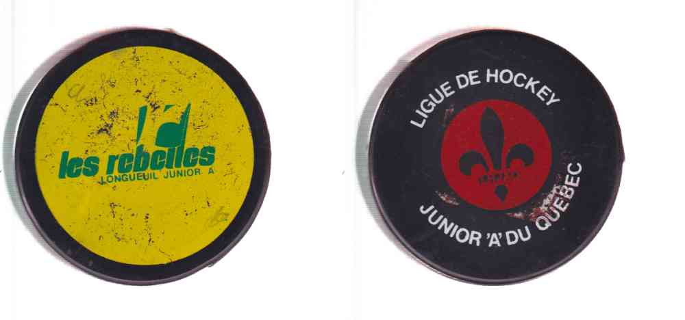 1972-80 B2 BILTRITE QUEBEC JR.A LONGUEIL REBELS GAME PUCK photo