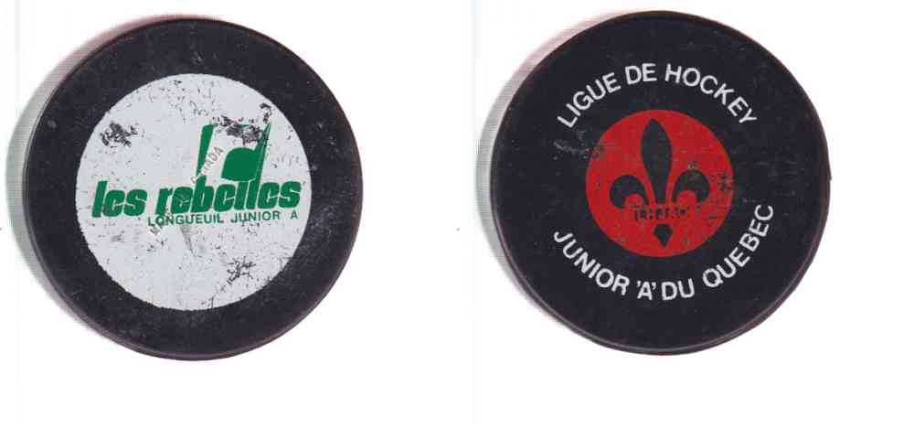 1972-80 B2 BILTRITE QUEBEC JR.A LONGUEIL REBELLES GAME PUCK photo