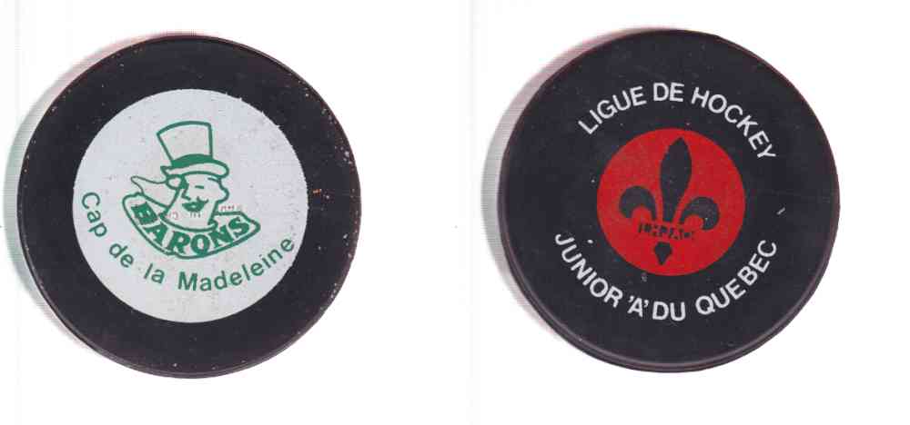 1972-80 B2 BILTRITE QUEBEC JR.A CAP DE LA MADELEINE BARONS  GAME PUCK photo