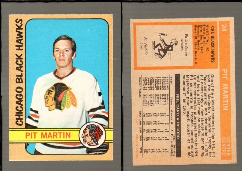 1972-73 O-PEE-CHEE HOCKEY CARD #24 P.MARTIN photo