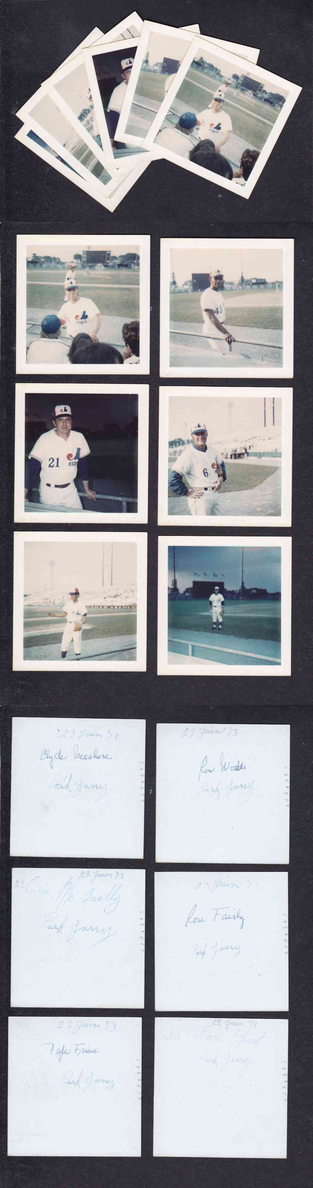 1973 MONTREAL EXPOS ORIGINAL PHOTO COLLECTION OF 6 photo