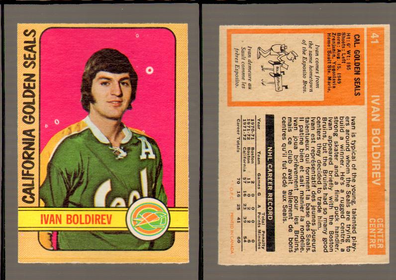 1972-73 O-PEE-CHEE HOCKEY CARD #41 I.BOLDIREV RC photo 1972-73 O-PEE-CHEE HOCKEY CARD #41 I.BOLDIREV RC photo