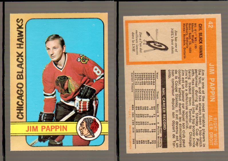 1972-73 O-PEE-CHEE HOCKEY CARD #42 J.PAPPIN photo 1972-73 O-PEE-CHEE HOCKEY CARD #42 J.PAPPIN photo