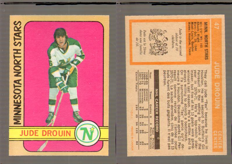 1972-73 O-PEE-CHEE HOCKEY CARD #47 J.DROUIN photo