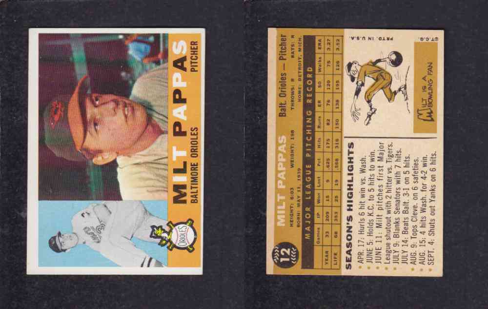 1960 TOPPS BASEBALL CARD  #12 M. PAPPAS photo