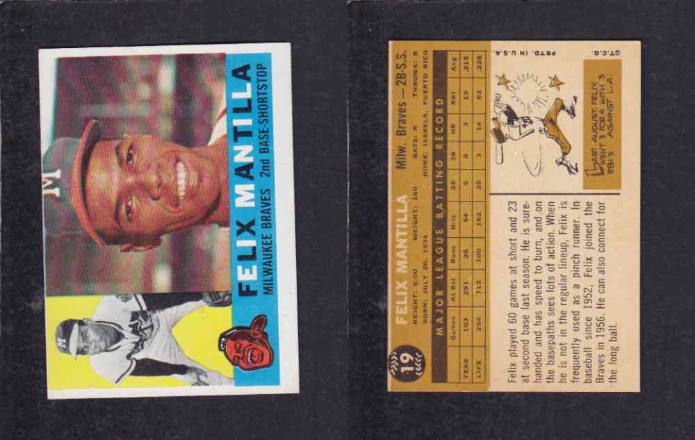 1960 TOPPS BASEBALL CARD  #19 F. MANTILLA photo