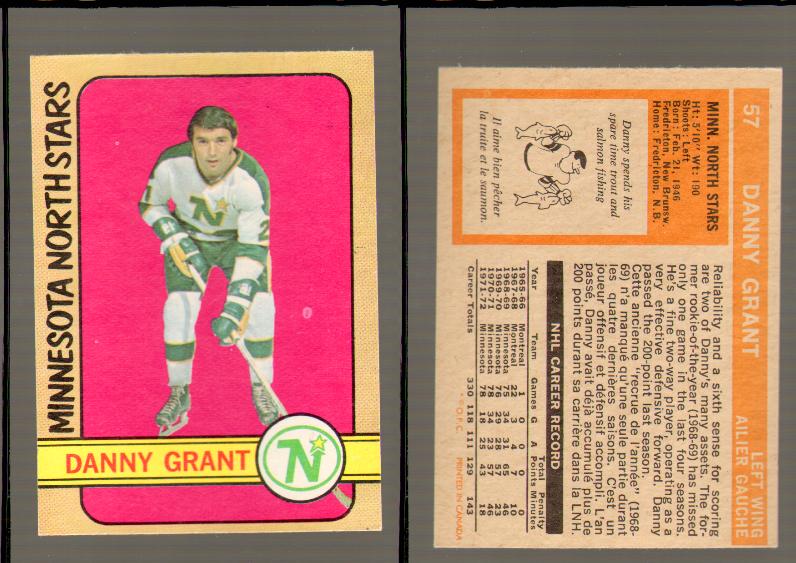 1972-73 O-PEE-CHEE HOCKEY CARD #57 D.GRANT photo 1972-73 O-PEE-CHEE HOCKEY CARD #57 D.GRANT photo