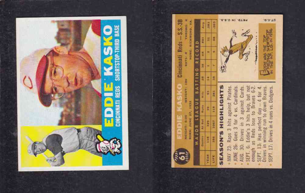 1960 TOPPS BASEBALL CARD  #61 E. KASKO photo