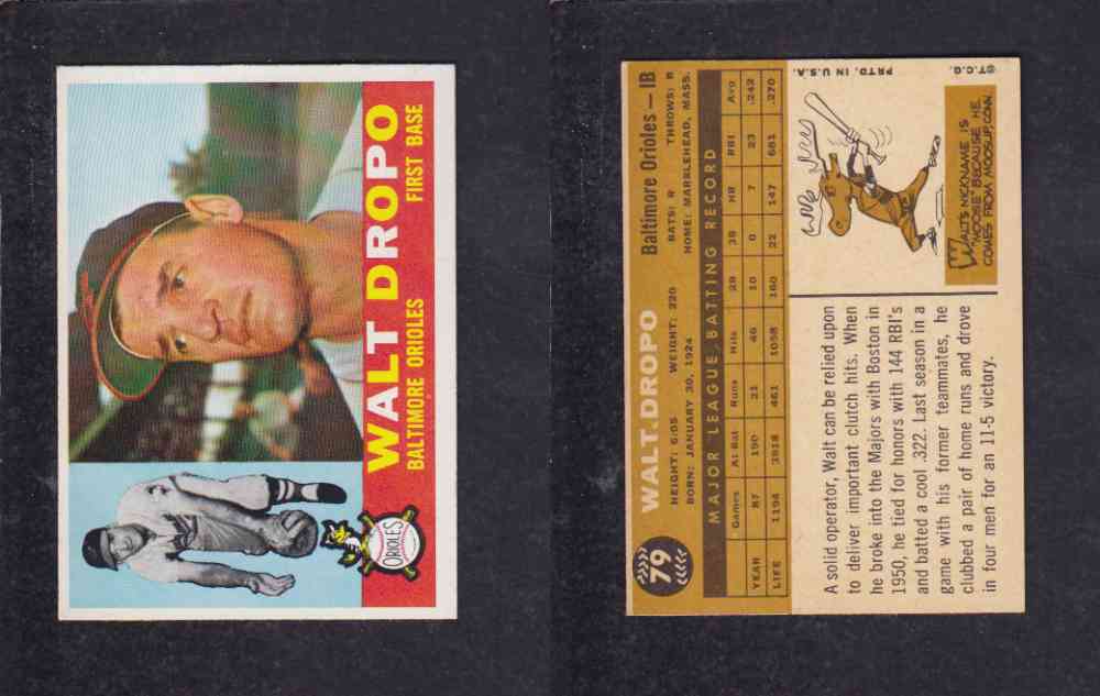 1960 TOPPS BASEBALL CARD  #79 W. DROPO photo