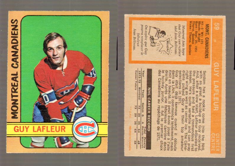1972-73 O-PEE-CHEE HOCKEY CARD #59 G.LAFLEUR photo