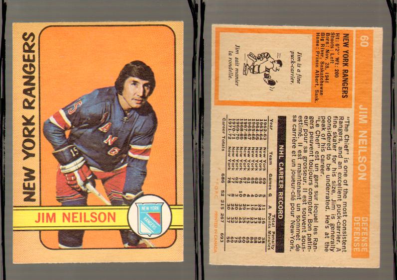 1972-73 O-PEE-CHEE HOCKEY CARD #60 J.NEILSON photo 1972-73 O-PEE-CHEE HOCKEY CARD #60 J.NEILSON photo