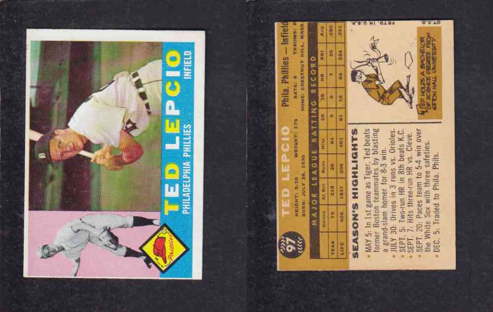 1960 TOPPS BASEBALL CARD #97 T. LEPCIO photo