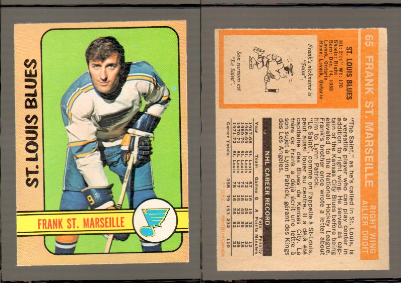 1972-73 O-PEE-CHEE HOCKEY CARD #65 F.ST-MARSEILLE photo 1972-73 O-PEE-CHEE HOCKEY CARD #65 F.ST-MARSEILLE photo