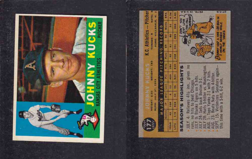 1960 TOPPS BASEBALL CARD #177 J. KUCKS photo 1960 TOPPS BASEBALL CARD #177 J. KUCKS photo