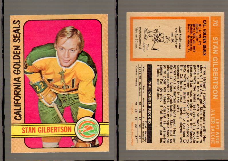 1972-73 O-PEE-CHEE HOCKEY CARD #70 S.GILBERTSON photo 1972-73 O-PEE-CHEE HOCKEY CARD #70 S.GILBERTSON photo