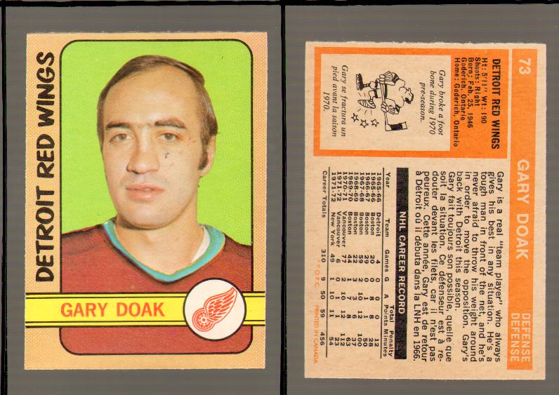1972-73 O-PEE-CHEE HOCKEY CARD #73 G.DOAK photo 1972-73 O-PEE-CHEE HOCKEY CARD #73 G.DOAK photo