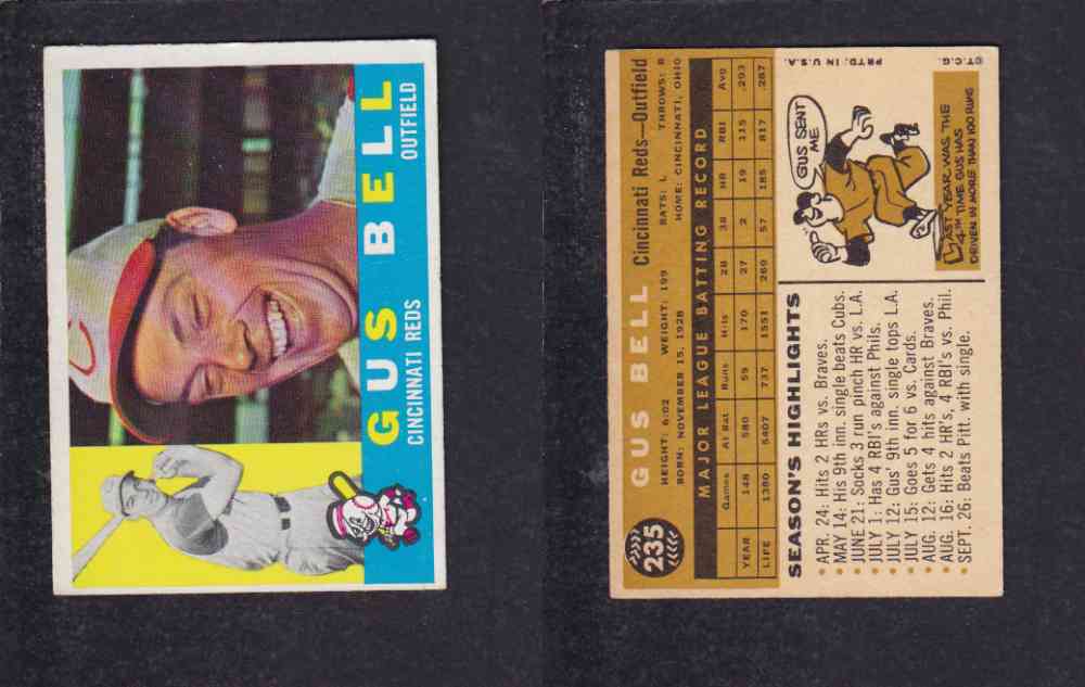 1960 TOPPS BASEBALL CARD #235 G. BELL photo 1960 TOPPS BASEBALL CARD #235 G. BELL photo