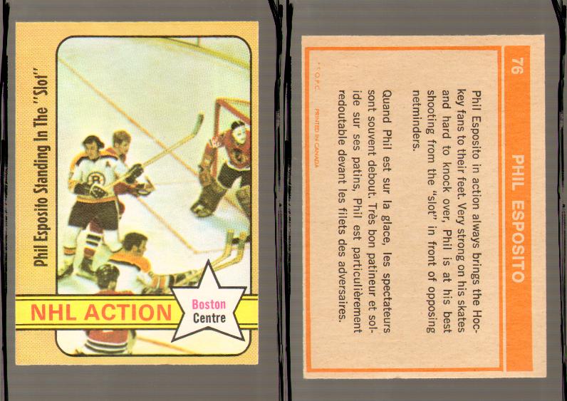 1972-73 O-PEE-CHEE HOCKEY CARD #76 P.ESPOSITO IA photo 1972-73 O-PEE-CHEE HOCKEY CARD #76 P.ESPOSITO IA photo