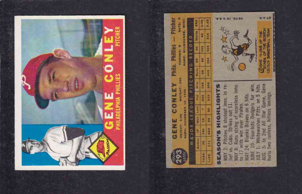1960 TOPPS BASEBALL CARD #293 G. CONLEY photo 1960 TOPPS BASEBALL CARD #293 G. CONLEY photo