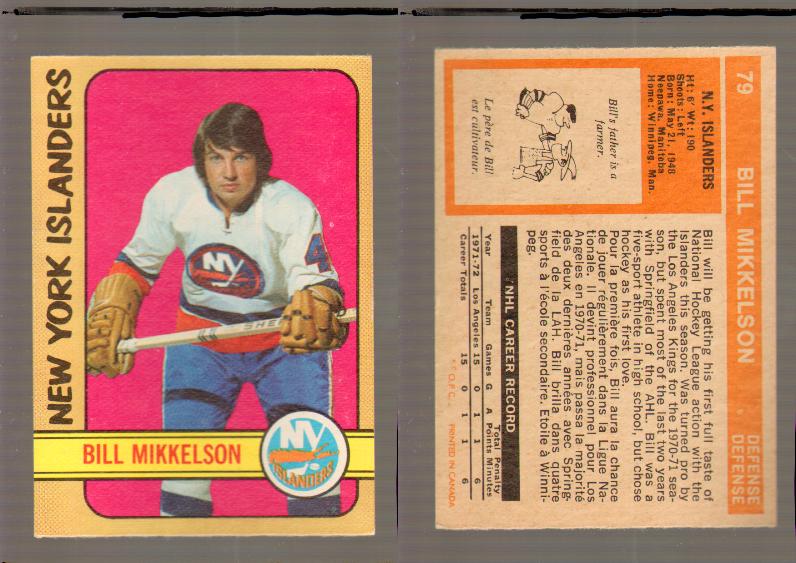 1972-73 O-PEE-CHEE HOCKEY CARD #79 B.MIKKELSON photo 1972-73 O-PEE-CHEE HOCKEY CARD #79 B.MIKKELSON photo
