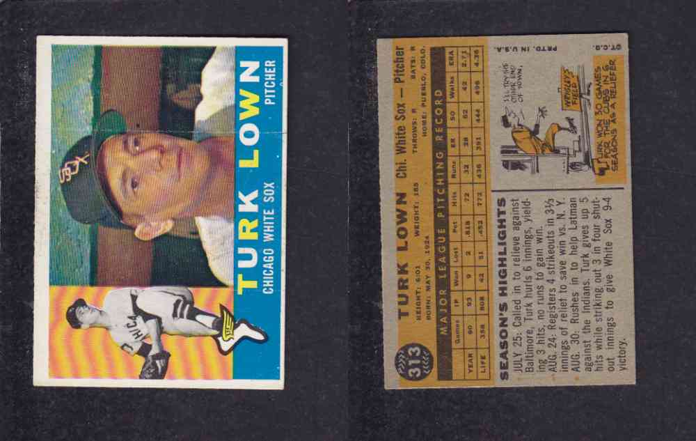 1960 TOPPS BASEBALL CARD #313 T. LOWN photo 1960 TOPPS BASEBALL CARD #313 T. LOWN photo