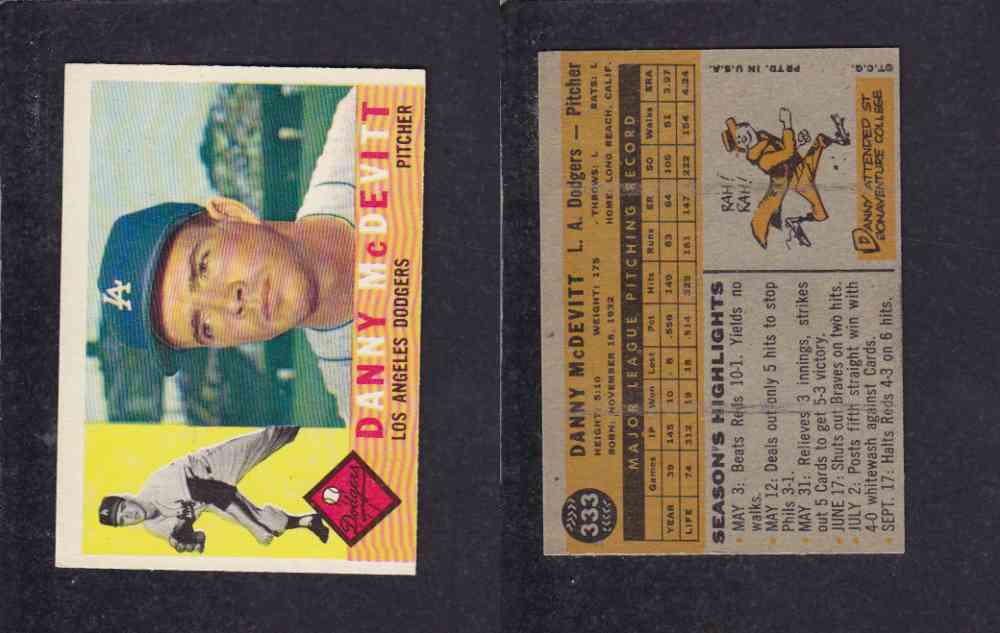 1960 TOPPS BASEBALL CARD #333 D. MCDEVITT photo 1960 TOPPS BASEBALL CARD #333 D. MCDEVITT photo