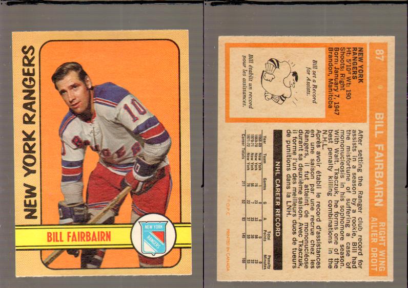 1972-73 O-PEE-CHEE HOCKEY CARD #87 B.FAIRBAIRN photo 1972-73 O-PEE-CHEE HOCKEY CARD #87 B.FAIRBAIRN photo