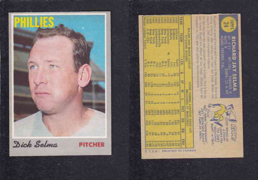 1970 O-PEE-CHEE BASEBALL CARD #24 D. SELMA photo 1970 O-PEE-CHEE BASEBALL CARD #24 D. SELMA photo
