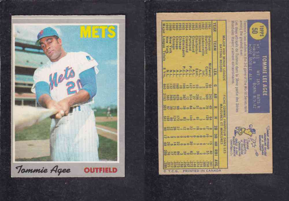 1970 O-PEE-CHEE BASEBALL CARD #50 T. AGEE photo 1970 O-PEE-CHEE BASEBALL CARD #50 T. AGEE photo