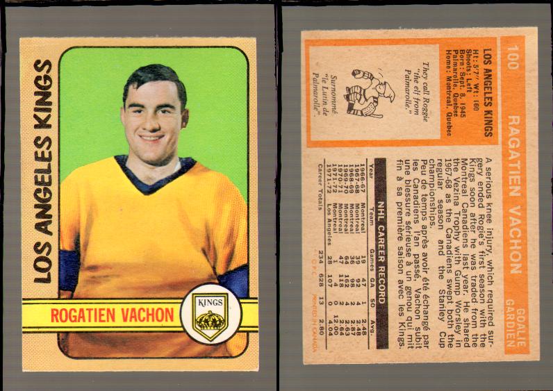 1972-73 O-PEE-CHEE HOCKEY CARD #100 R.VACHON photo