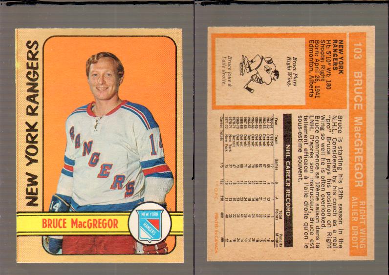 1972-73 O-PEE-CHEE HOCKEY CARD #103 B.MACGREGOR photo