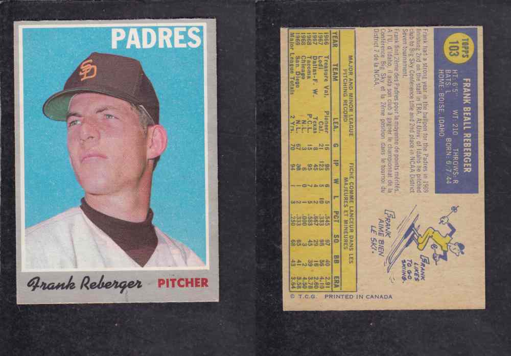 1970 O-PEE-CHEE BASEBALL CARD #103 F. REGERGER photo